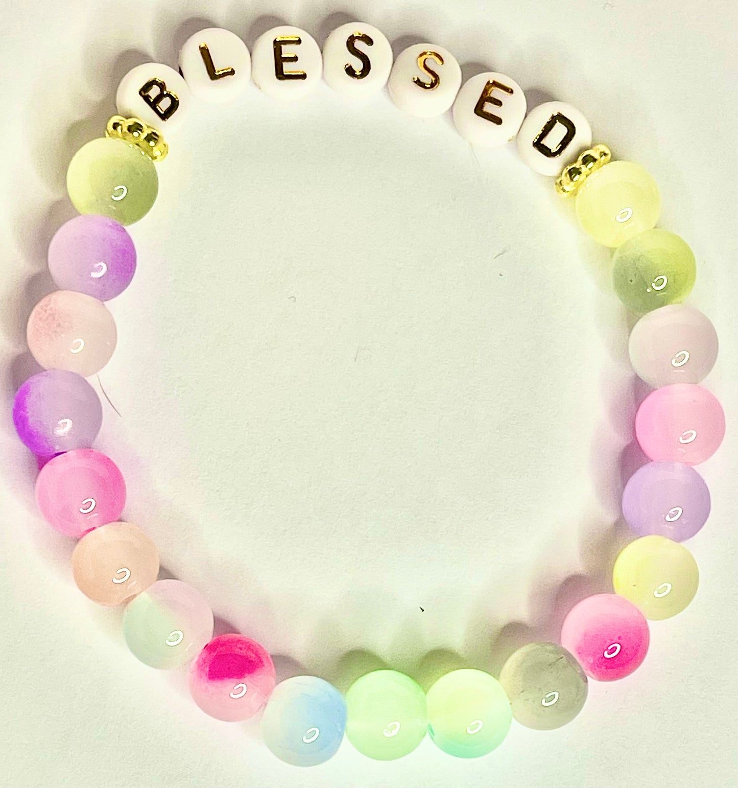 Blessed glass bead bracelet