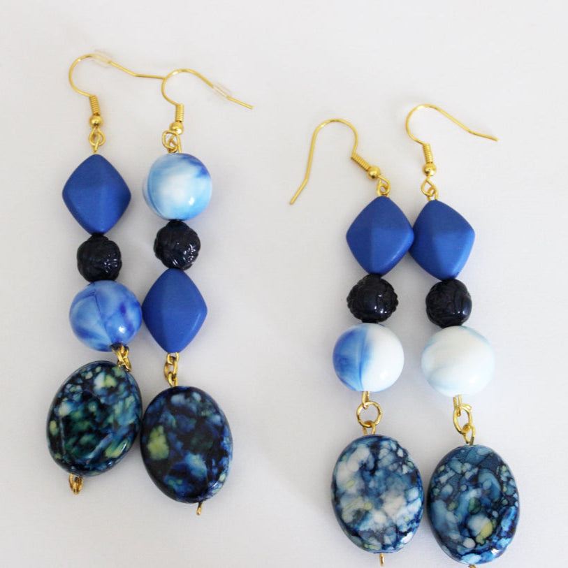 Blue Marbled Earings